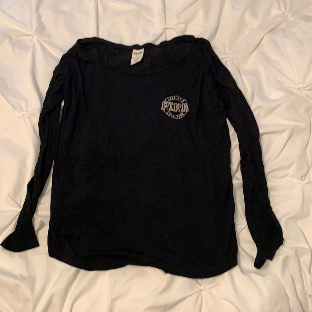 Black long sleeve PINK top with gold logo